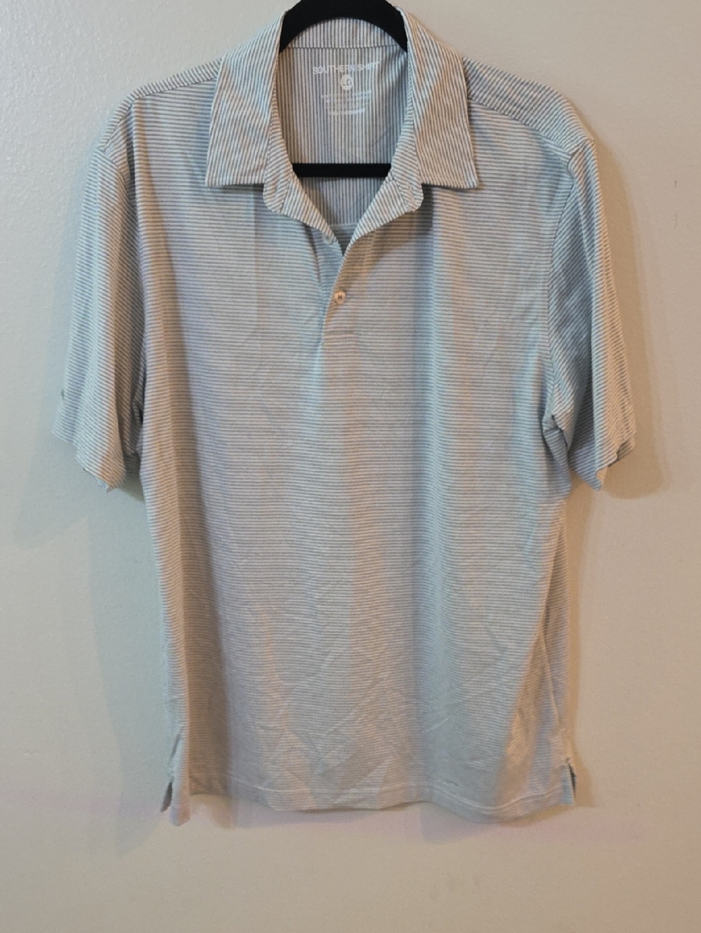 Southern Shirt Large Men's Light Grey Striped Polo Shirt